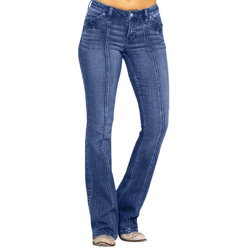 Women's low waisted flared pants, curved mid waist jeans