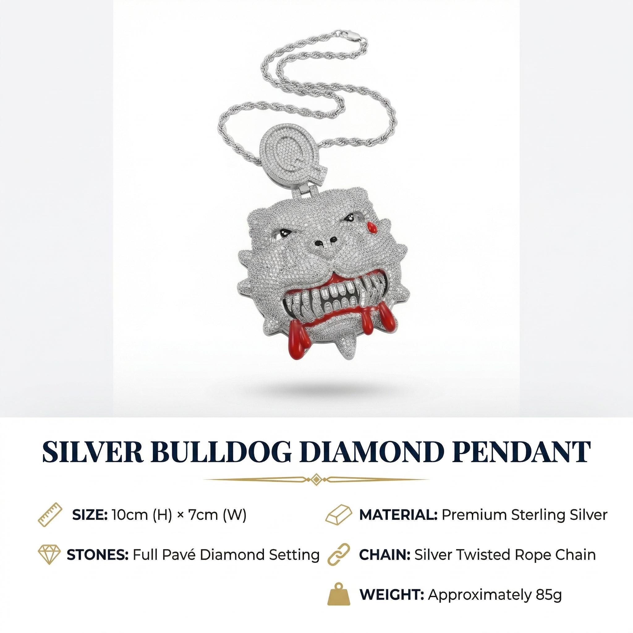Heavyweight Bloody Bulldog Pendant with Rope Chain| Custom Initial Hip Hop Mascot| Edgy Streetwear Drip