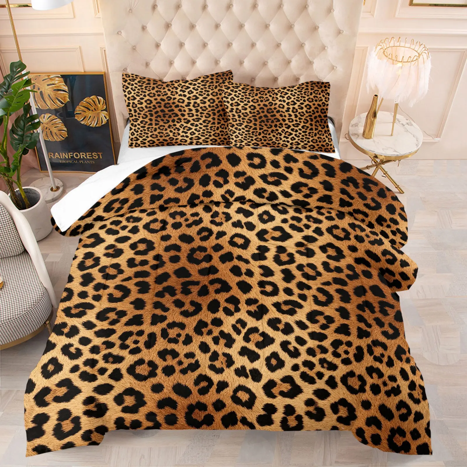 2/3Pcs Leopard Print Quilt Set‑Skin‑Friendly Soft, Machine‑Washable, Pilling‑Resistant, For Bedroom, Dorm & Homestay Decor, Housewarming & Holiday Gift, Multiple Fashion Contrast‑Color Leopard Patterns (Filler Included, Pillow‑Core Not Included)