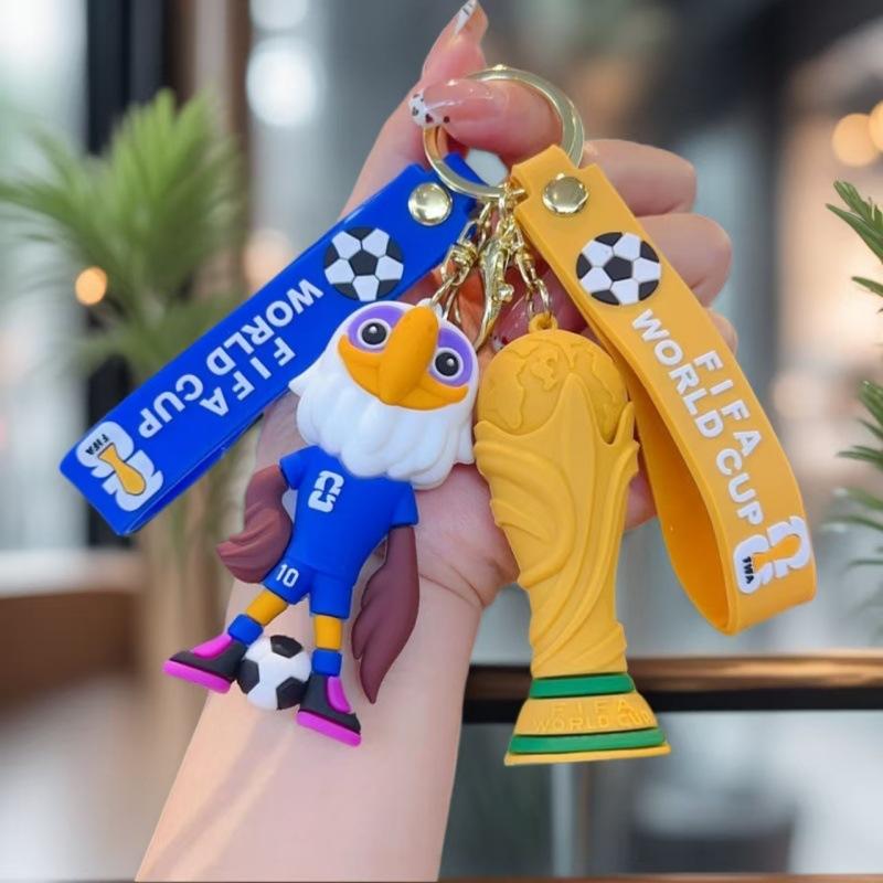 2026 World Cup Keychain Soft Rubber Fan Mascot Pendant Car Keychain Wholesale Keychains