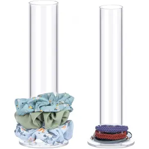 2PcS Acrylic Scrunchie Holder Organizer,Hair Ties Holder for Bathroom,Clear Hair Accessories Bowknot Organizer,Room Decor for Girls(8.7 inches high)