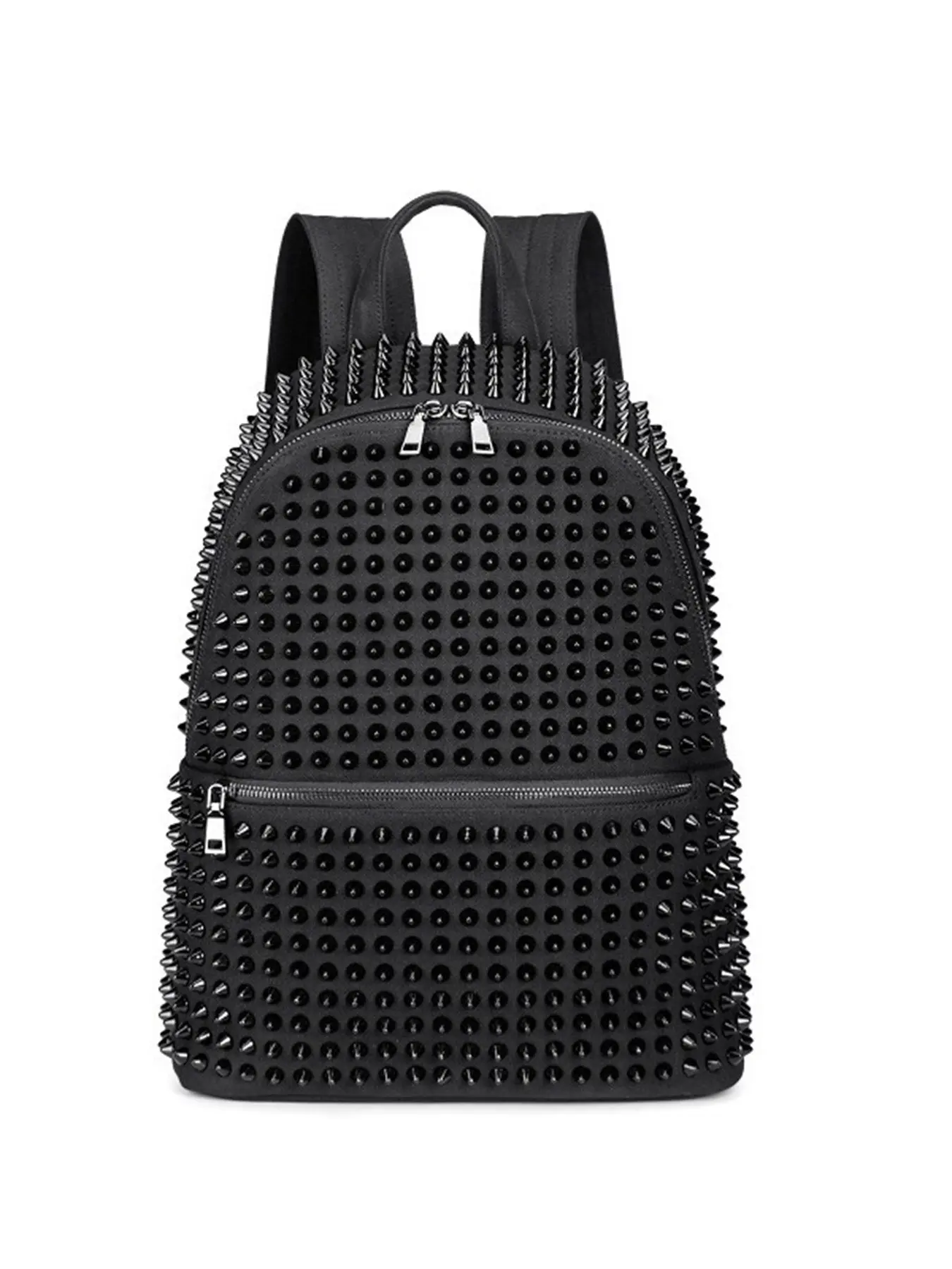 Cool Dark Punk Rivet Canvas Backpack, Vintage Punk Style, Fashion Student Bag, Unisex Large Capacity Casual Travel Bag, Trendy Backpack