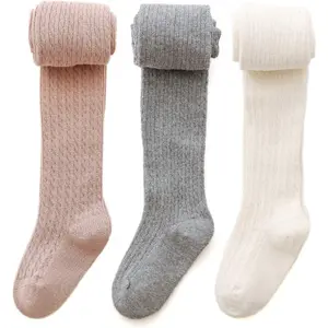 Baby Girl Tights Thick Cable Knit Leggings Seamless Cotton Toddler Girls Stockings School Tights for 2T-12 Years