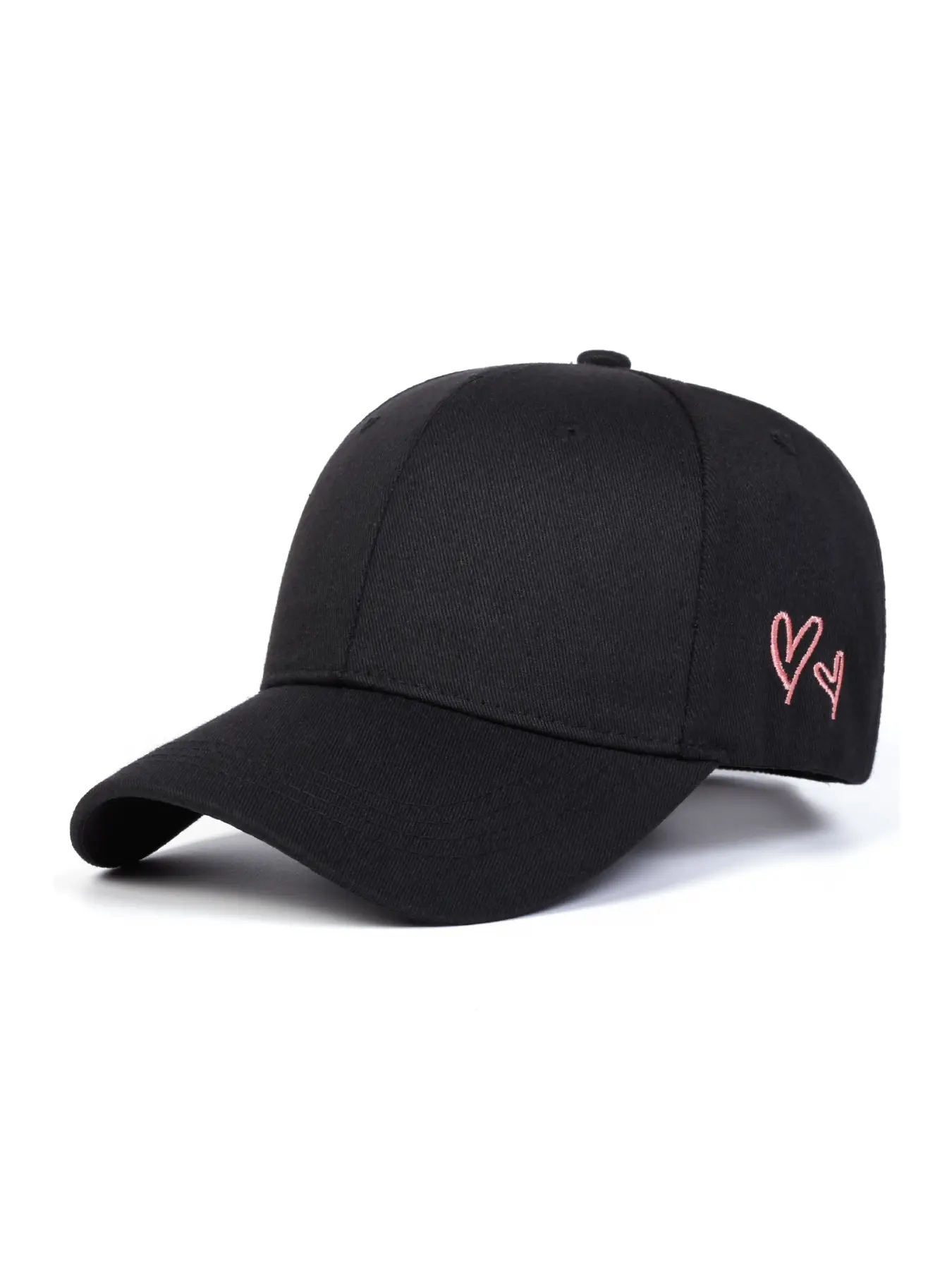 Unisex Heart Embroidered Baseball Cap, Adjustable Outdoor Sun Protection Hat, Casual Woven Fabric for Spring & Fall Travel