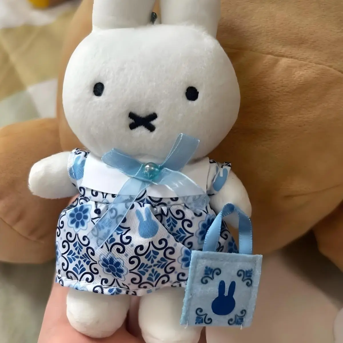 Kawaii Anime Miffy Rabbit Super Soft Plush Doll Cute Cartoon Delft Blue Series Flower Dress Creative Design Cute Doll