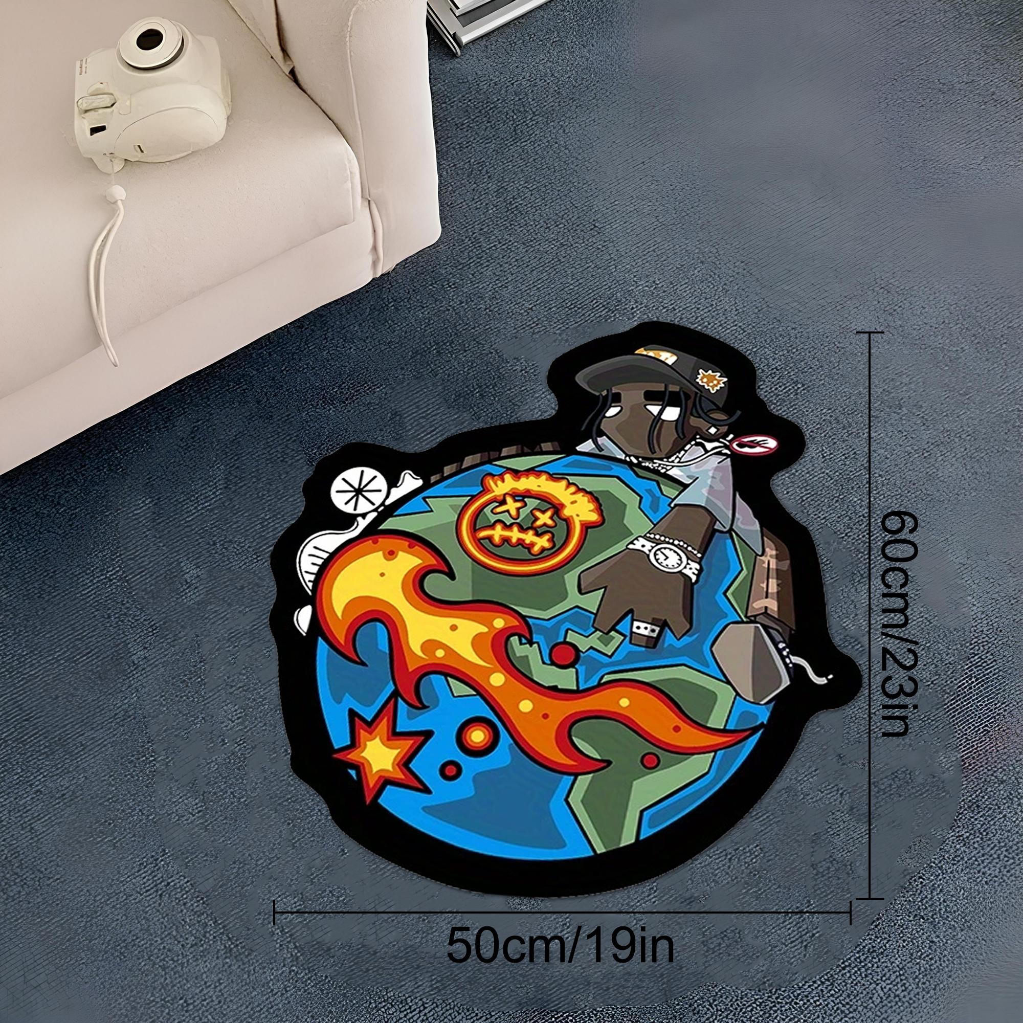 Creative Earth Cartoon Pattern Unique Rugs, 1 Count Soft Floor Mat, Decorative Carpet for Home Living Room Bedroom, Bedroom Abstract Rugs, Home Decor
