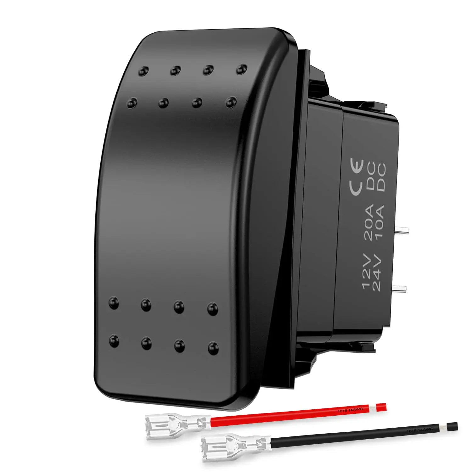 Nilight Marine SPST Toggle Rocker Switch, 2-Pin On/Off Waterproof Switch with Jumper Wires Set, 20A/12V 10A/24V for Cars, Boats, RVs
