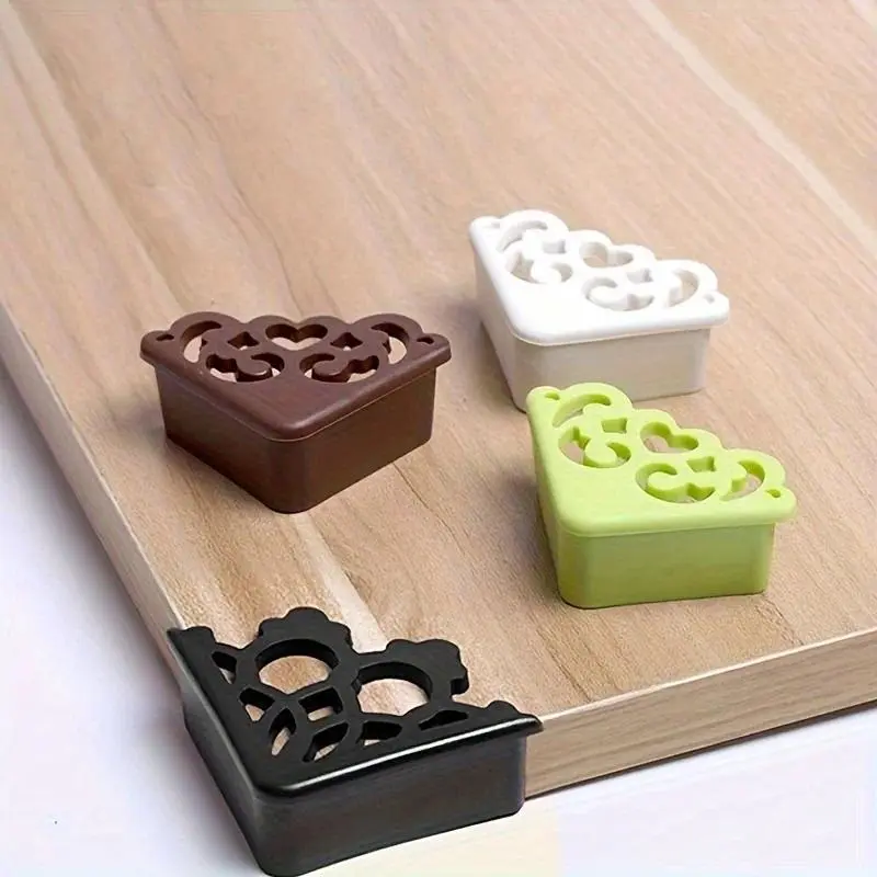 4pcs Silicone Safety Guards - Elegant Flower Cutout Hollow Design, Corner Fit Table Edge Protectors for Home Safety and Decor (Home Supplies, Decorative Stickers), Desk, Prop 65 Safe
