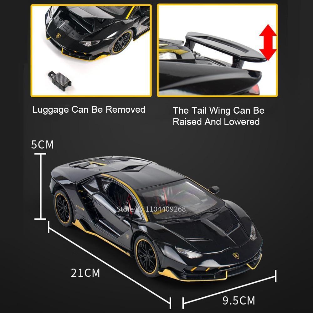 1:24 Scale Lambor LP770 Revuelto Sports Car Model Toy Alloy Diecast Sound Light Supercar Vehicles Models Boys Birthday Gifts