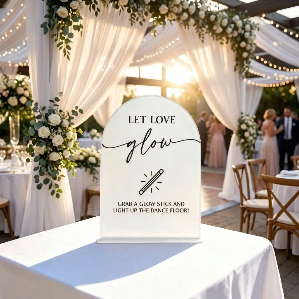 Let Love Glow Sign Wedding Dance Floor Wedding Sign for Engagement Bridal Shower Party Dance Floor Props Acrylic sign for Table Desk
