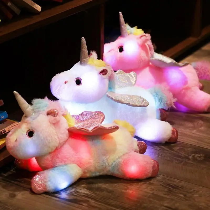 LED Light-Up Electronic Unicorn Plush Toy - Soft Fabric Stuffed Animal, Collectors Edition Glowing Toy for Baby Kids, Birthday Christmas Gift, Unisex