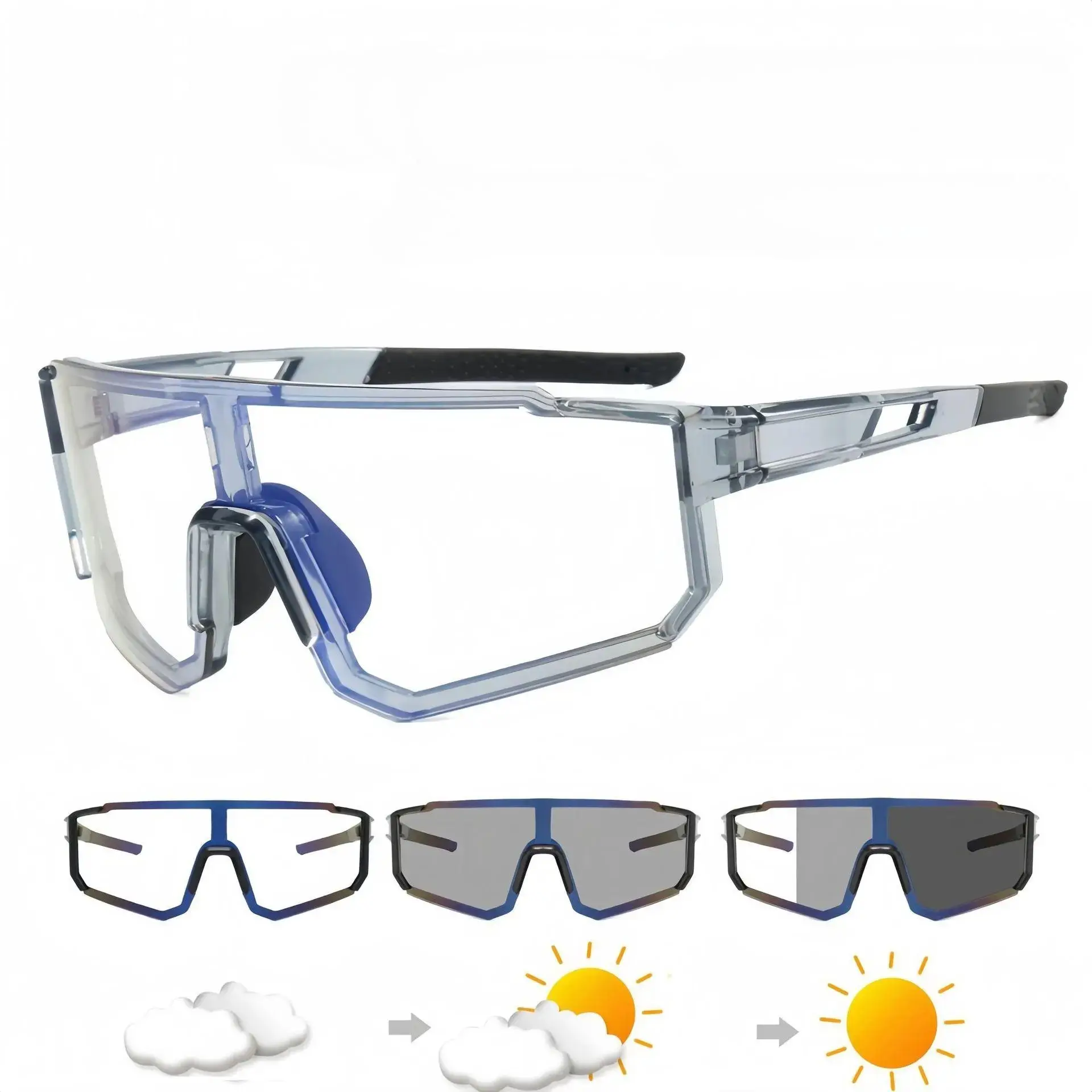 Unisex Photochromic Sporty Sunglasses - Full Rim UV400 Wraparound Shield, Lightweight Windproof 1-Piece Outdoor Gear, Color-Changing Anti-Ultraviolet Biker Men's Sunglasses for Road Biking, Driving Gifts, Color-Changing Men's Sunglasses,summeroutfits