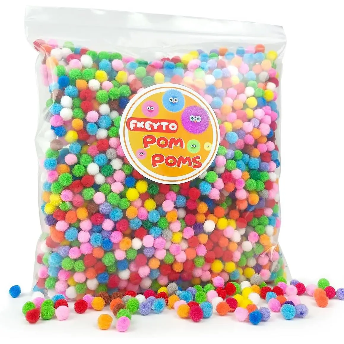2000pcs Mini Pom Poms for Crafts,6 mm Pom Poms in Bright & Bold Assorted Colors, 0.23 Inch Pompoms for Arts