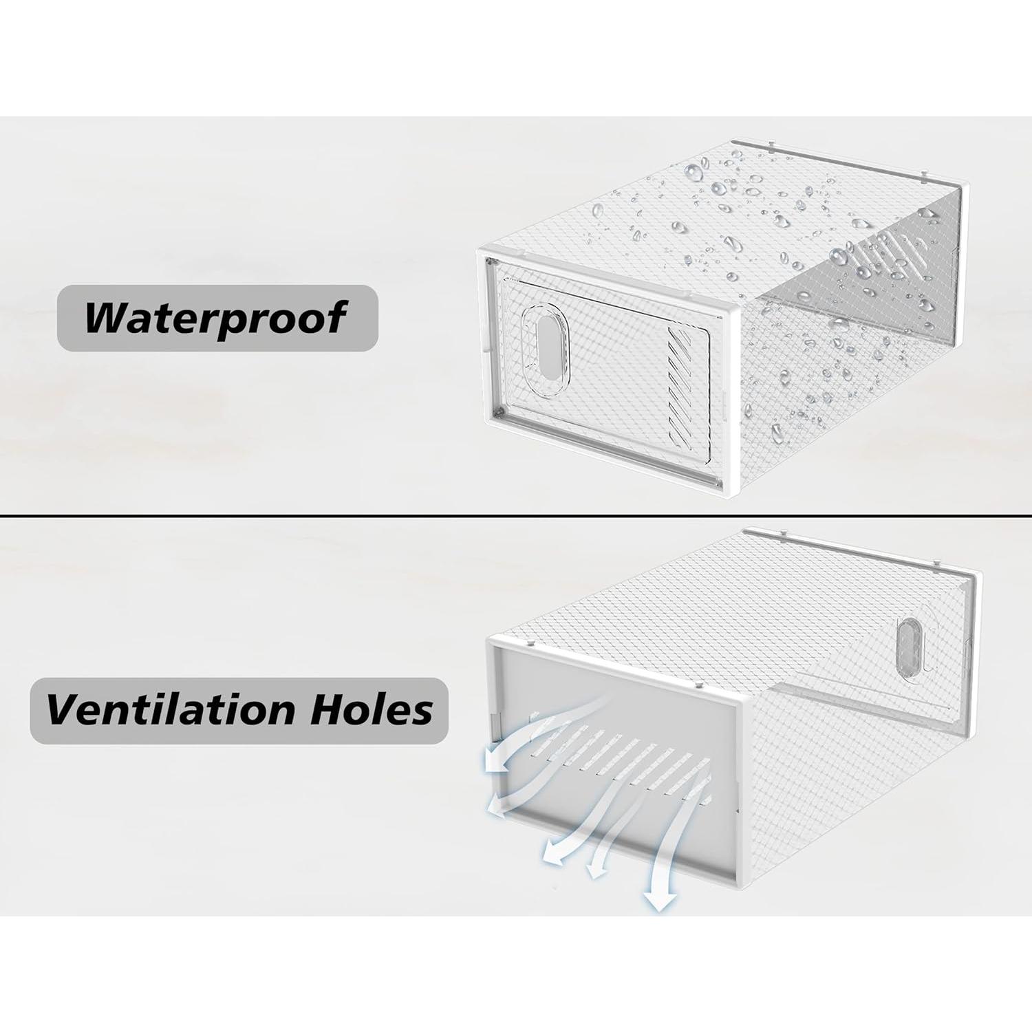 Shoe Storage, 12 Pack Shoe Organizer for Closet, Shoe Boxes Clear Plastic Stackable Shoe Containers with  for Size 10