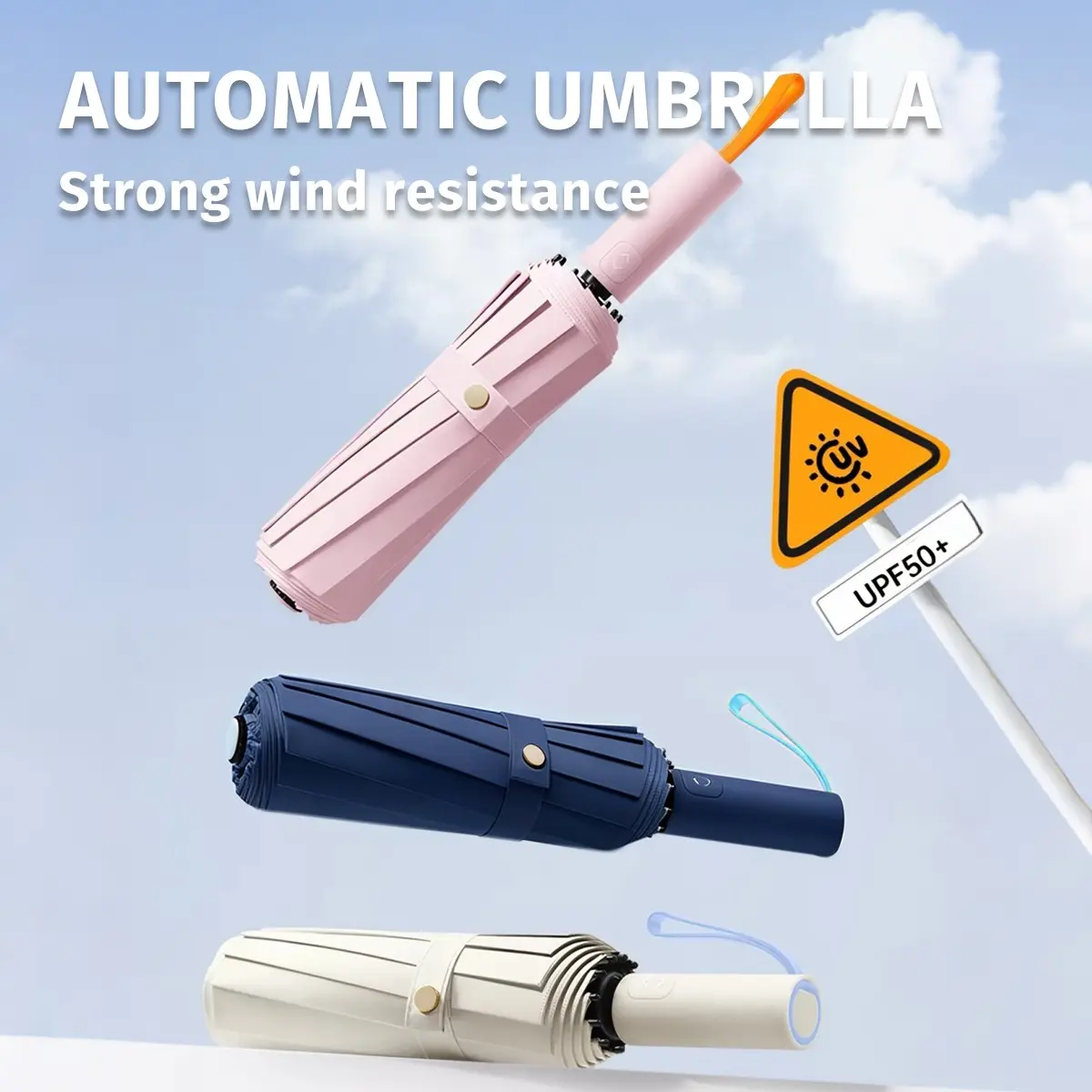 Unisex Automatic Portable Outdoor Umbrella, Reinforced Canopy, Foldable Design, Durable UV Protection, Rain/sun Use, Customizable Colors & Patterns, Folding Umbrella, Umbrellas For Rain