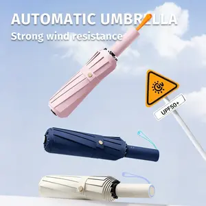 Unisex Automatic Umbrella, Reinforced Canopy, Foldable Design, Durable UV Protection, Rain/sun Use, Customizable Colors & Patterns