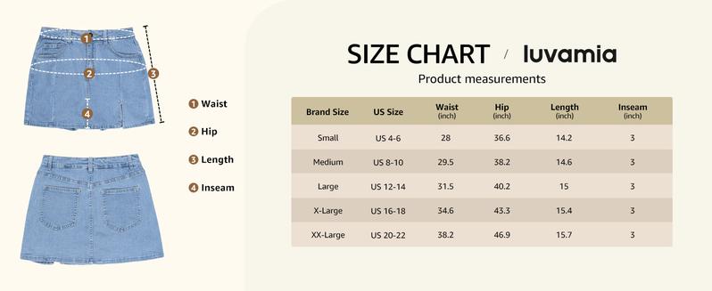 luvamia Skorts Skirts for Women Denim Mini Casual Oversize Skirt Side Slit with High Waisted Jean Shorts Stretchy Palda Minimalist jean shorts jorts Bottom Soft Black Womenswear