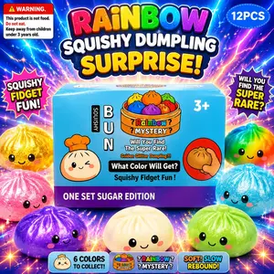 Limited Rare Mystery Blind Box with Sparkly Dumpling Baozi Squishies, Creative Slow Rebound Squeeze Fidget Gadget to Ease Tension, Holiday Exchange Novelty Souvenir Minimalist Table Calming Decoration