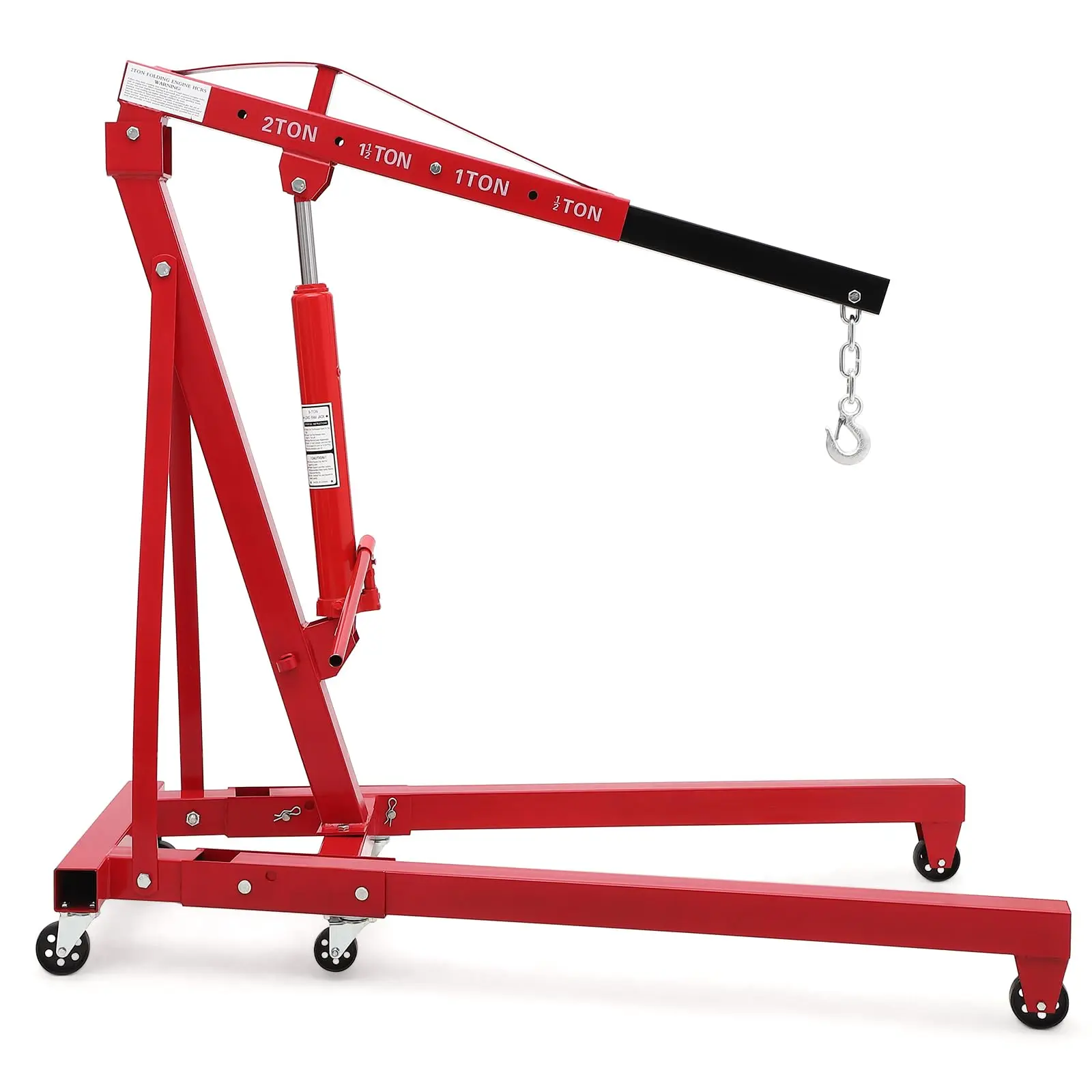 2 Ton Engine Hoist, Hydraulic Cherry Picker Engine Crane, Heavy Duty Folding Shop Crane, 6 Casters, Engine Lift for Garage, Workshop, Multiple Colors(2 Boxes)