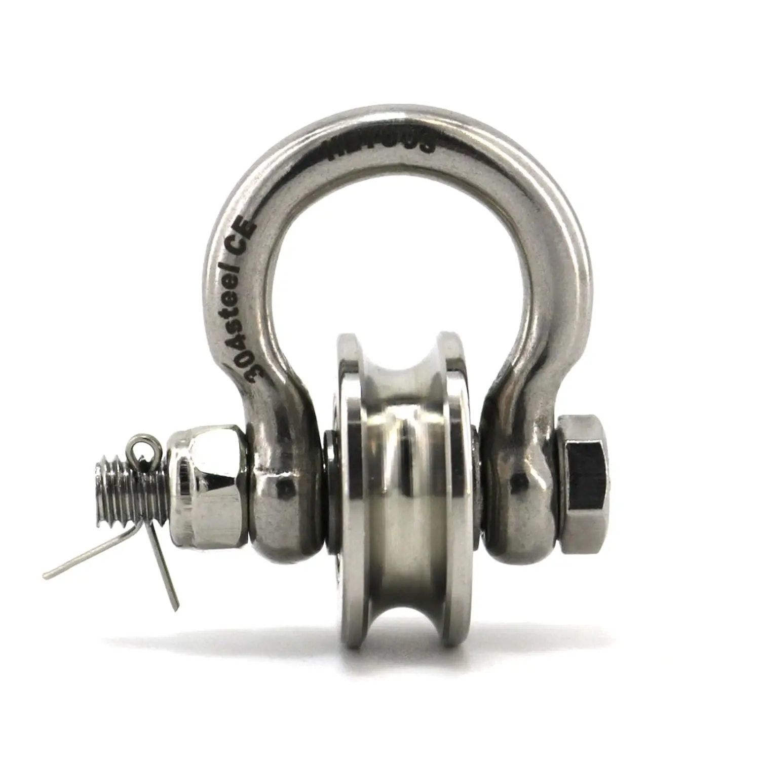 Detachable Shaped Pulley with Small Size Long Screw Groove Pulley Wheel Track Fixed Pulley Suitable for Wire Rope Traction Small Crane Salvage System Pulley Model Silver