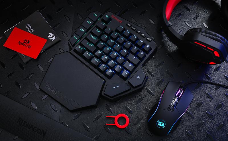 Redragon K585 DITI One-Handed RGB Mechanical Gaming Keyboard, 42 Keys Type-C Professional Gaming Keypad w/Upgraded Hot-Swappable Socket, 7 Onboard Macro Keys & Detachable Wrist Rest