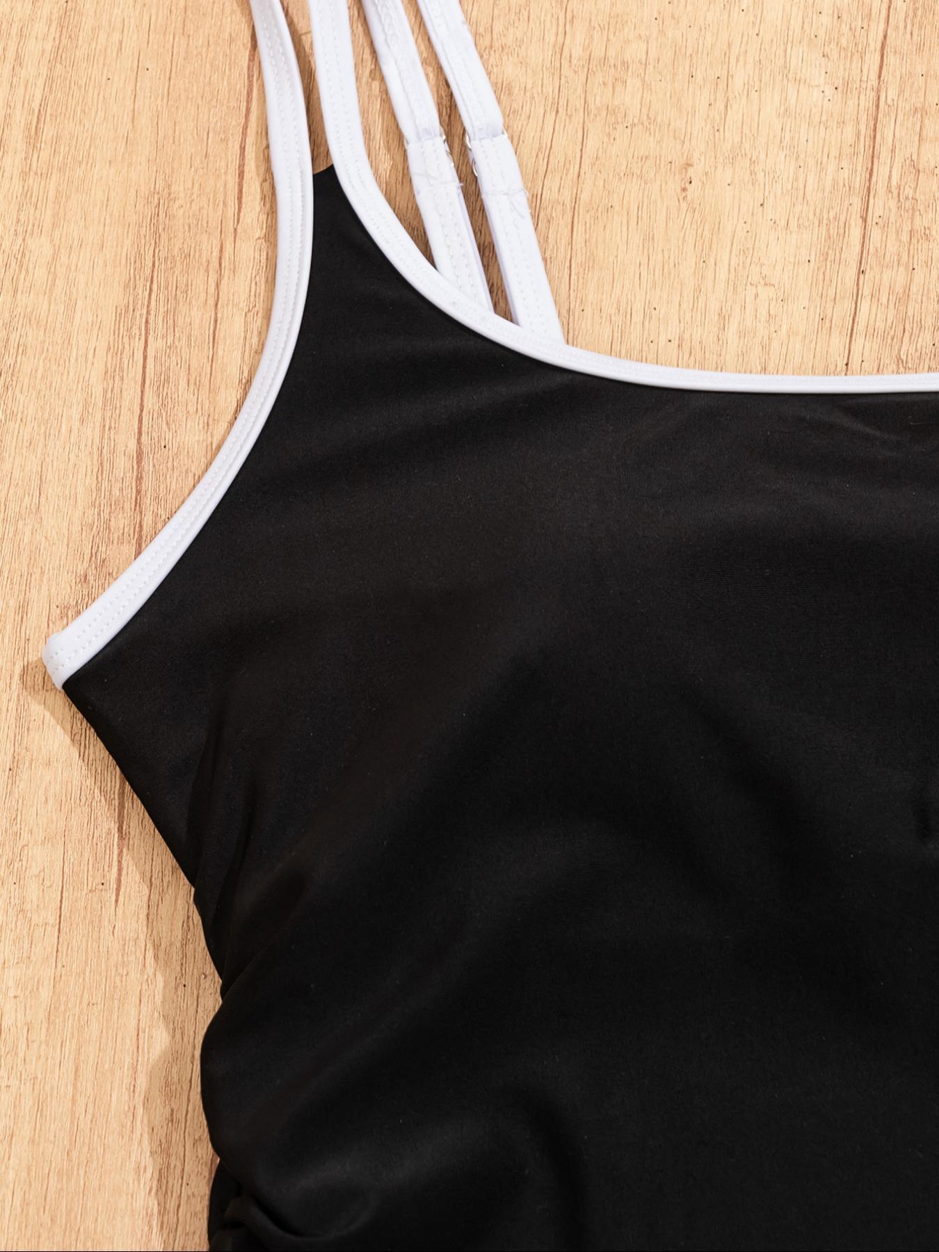 Women's Colorblock, Casual Sleeveless Swim Top & Swim Bottom Two-piece Swimsuit Tankini Outfit for Beach Holiday Vacation, Ladies Swimwear for All Seasons