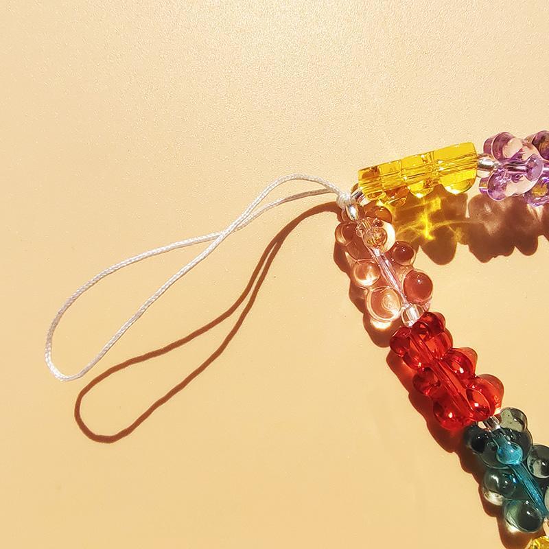 Jelly Mixed Color Bear Shaped Mobile Phone Chain, Fashion Cute Mobile Phone Lanyard, Anti-lost Mobile Phone Decoration, Cell Phone Charm, Phone Strap, Phone Accessories