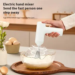 USB Rechargeable Handheld Electric Egg Beater, 2 Stainless Steel Whisks, Portable Wireless Hand Mixer, Lightweight Baking Mixer for Home & Professional Use