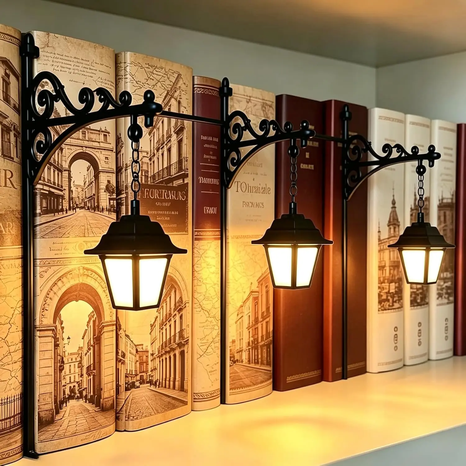 1PCS Library Lantern Mini Bookshelf Lamp Antique LED Bookshelf Lantern| for Bookworms, Ornament Book Nook Light for Reading Corner Home Library Decor, Unique Gift for Book Lovers (Style A-3pcs)