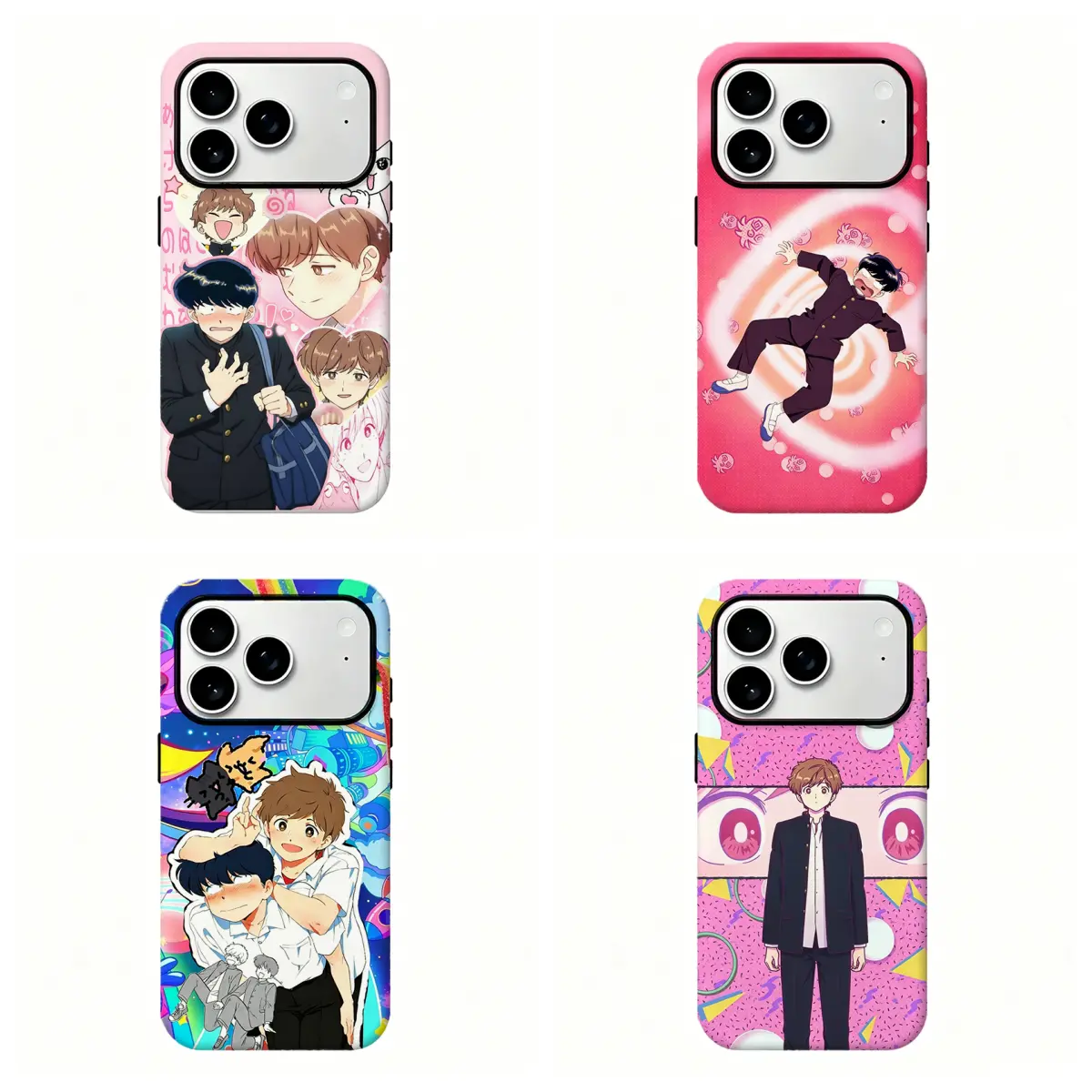 Mob Psycho 100 Cute Pink Custom Anime Smartphone Case Accessory - Wireless-Friendly Cover for iPhone 17 Pro Max,16,15,14,13,12,11 & Samsung S21,S22,S23,S24,S25 Cellphone, Ideal Holiday Gift