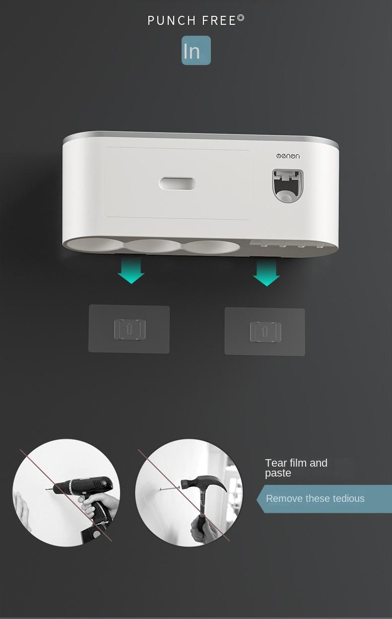 Creative toothbrush shelf, no punching, mouthwash, brushing cup, wall-mounted bathroom storage, automatic toothpaste squeezer toothbrush sterilizer