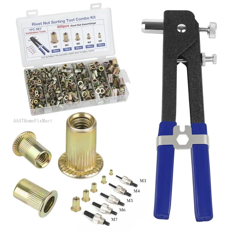 Tool kit, Rivet Nut Combination Tool kit,Suitable for Automotive, Marine, Decoration, Furniture, Industry, Rivet nut SetAA47HomeFixMart