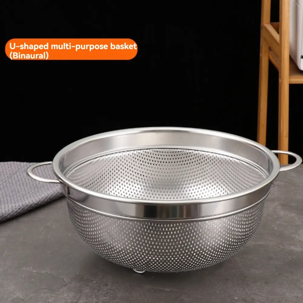 Stainless Steel Strainer Basket, Rice Washer, Vegetable Basket, Dual Handle, Food Filter, Durable and Practical Kitchen Tool