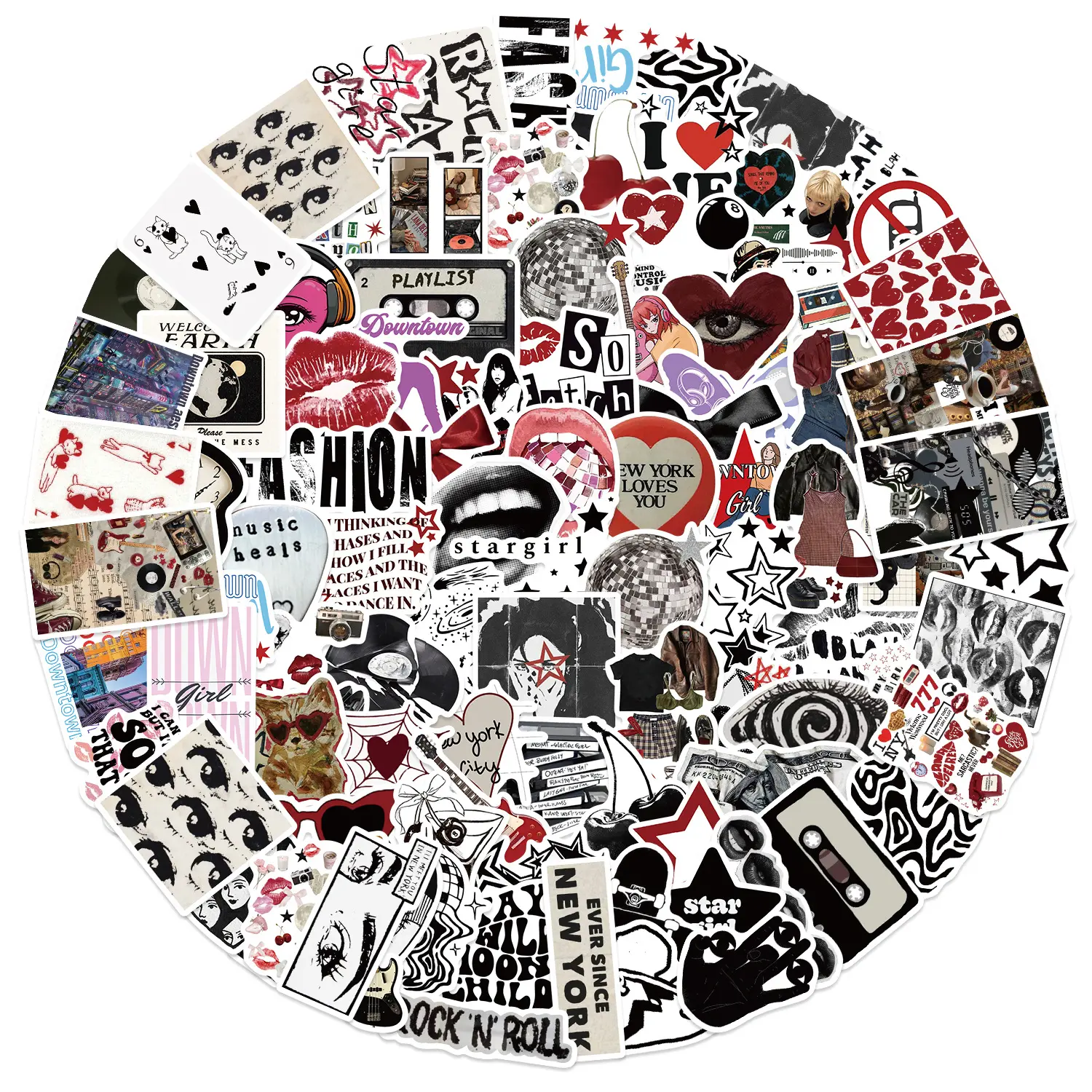 2 sets of 100 Y2K downtown girls stickers for decorating guitars, notebooks, luggage, DIY waterproof cartoon cute stickers