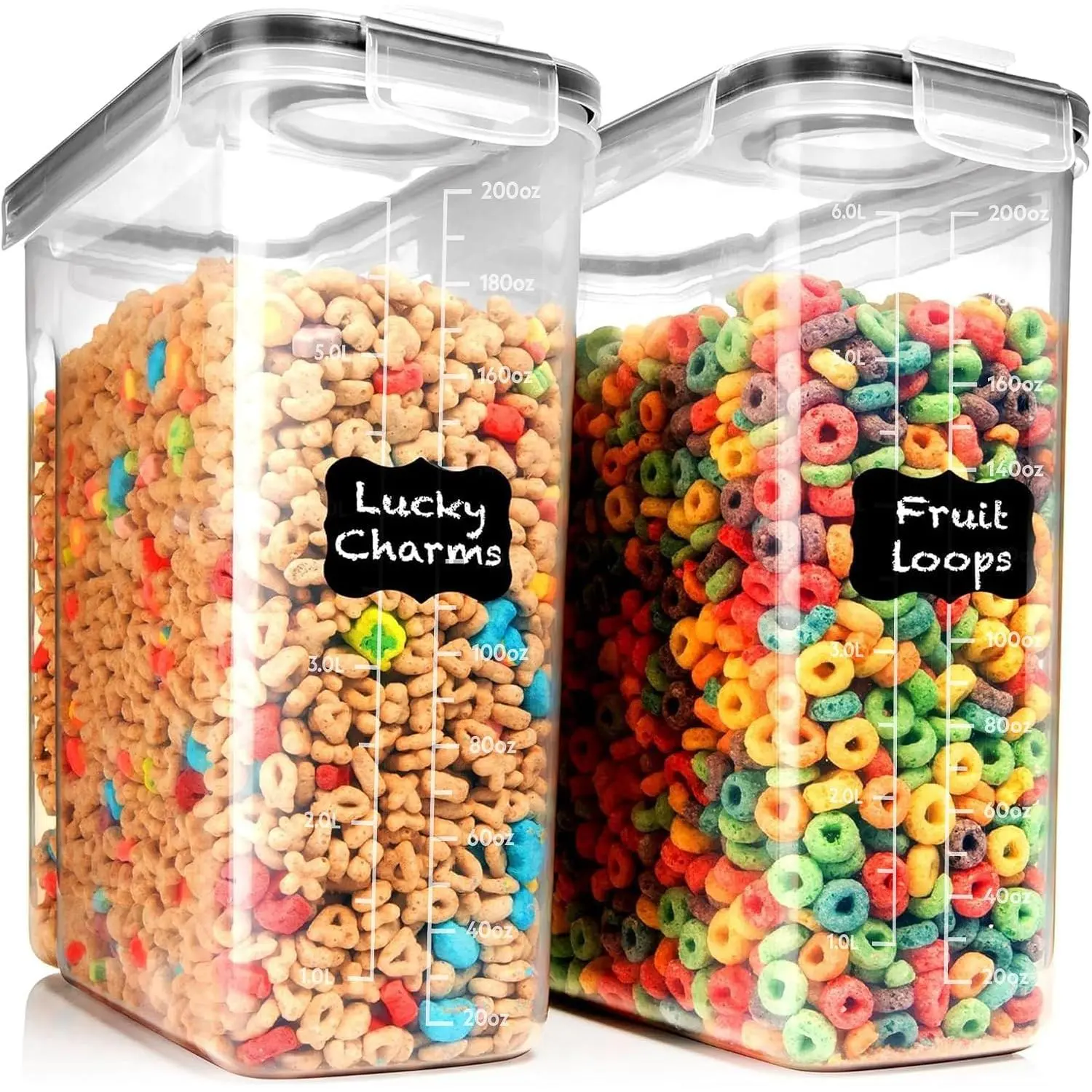 2 Pack (6.3L / 213OZ)  Airtight  Storage Cereal Containers for Bulk  Storage  Plastic Container, Pantry Organization and Canister for Rice, Pasta, Sugar & Flour