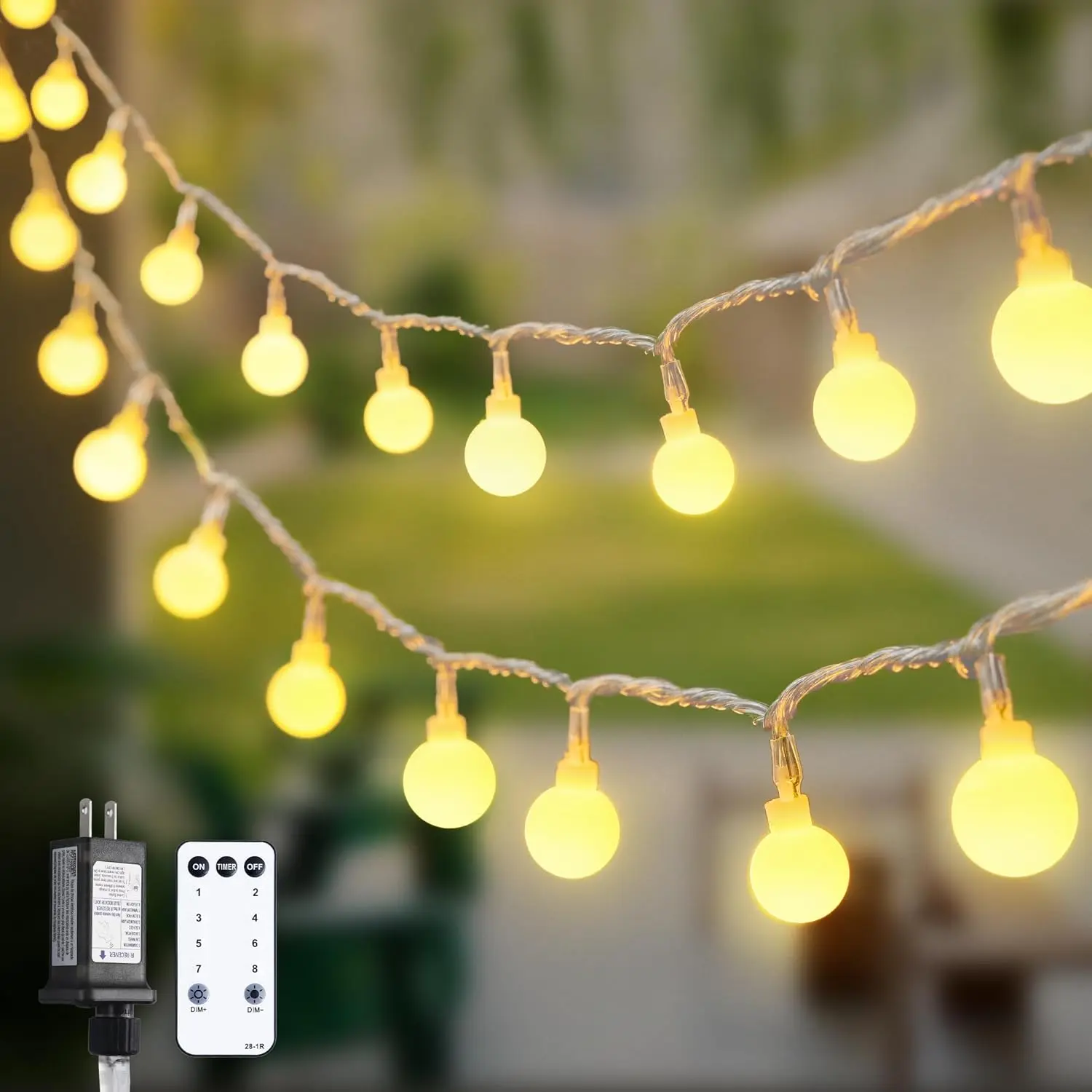 Globe String Lights Indoor Outdoor Waterproof,  Christmas fairy Lights Plug in with Remote, Connectable Hanging Lights for Bedroom Classroom Camping Patio Wedding Garden Decor