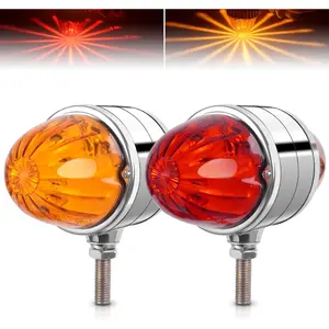 2PCS 12-24V LED Pedestal Fender Lights - Double Face Amber Red Star Pattern, 10W/5W Dual Revolution Turn Signal Parking Marker Lights for Semi Trucks, Campers