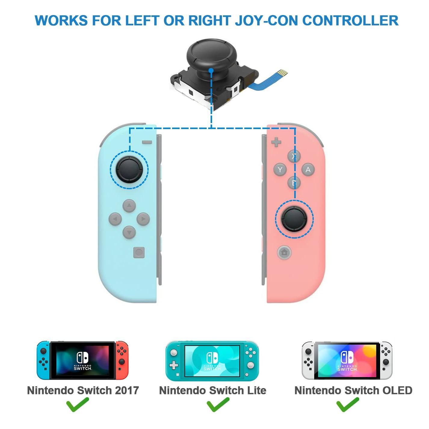 2-Pack Replacement Joycon Joystick Drift Fix Analog Thumb Stick for  / OLED/  Lite Joy-Con Controller