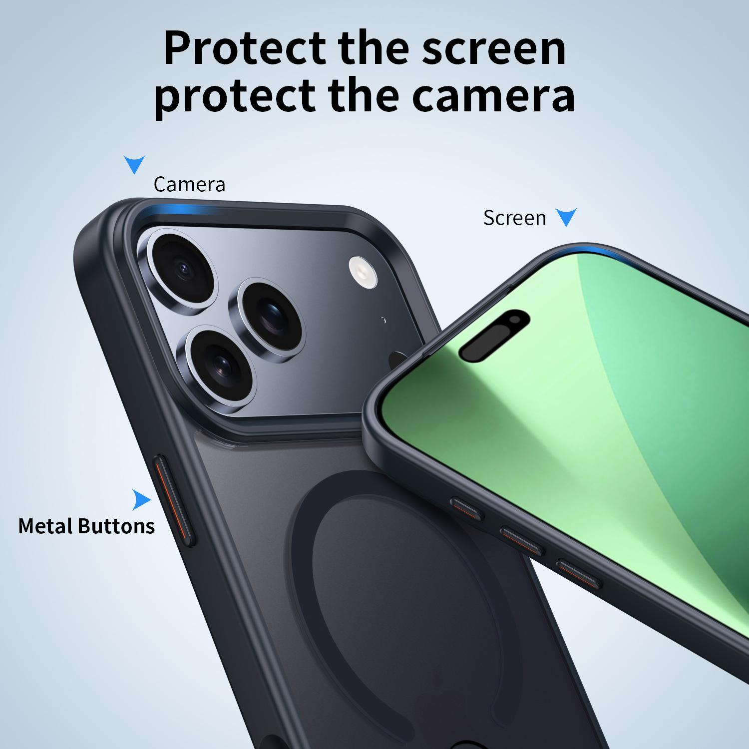 For iPhone 17 Pro Max phone case with hidden stand and magnetic wireless charging, for iPhone 16/15 protective cover