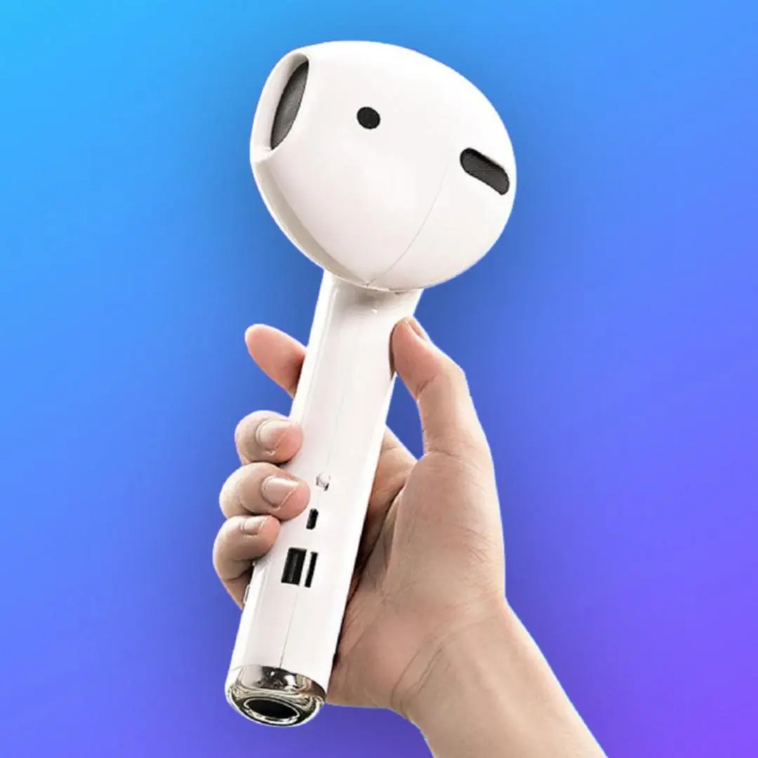 Earphone-Shape Wireless Bluetooth Portable Speaker for Phones & Electronics, EU Type, 360° HiFi Stereo Audio, USB Port Charging, Hands-Free Mic, FM Radio, TF Card & USB Flash Drive Support, Smartphone & Devices Connectable