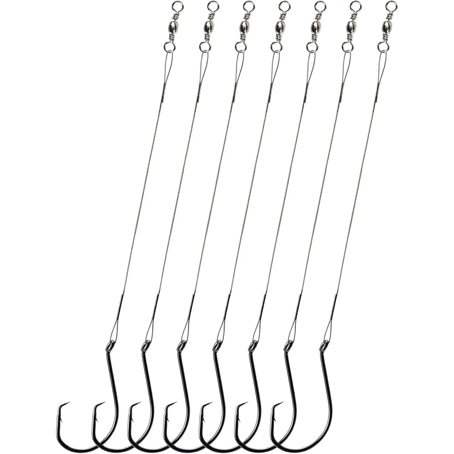 Pre-Rigged Fishing Hooks with Steel Wire Leader, Saltwater 30 count Catfish Octopus Hooks  Anti-Bite Stainless Steel Trace Trout Hooks