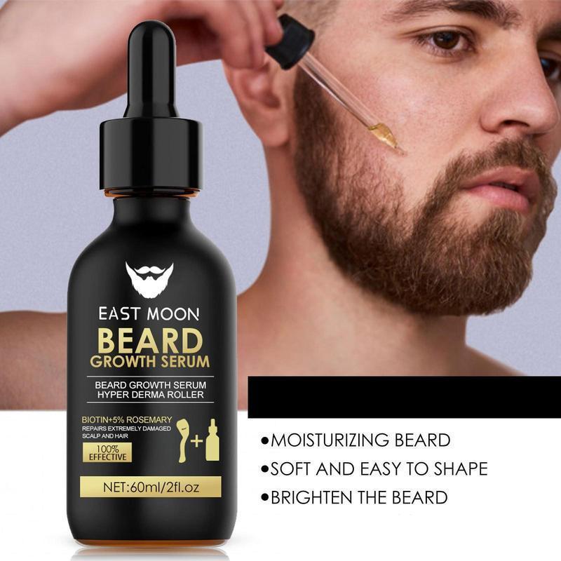 Beard Growth Kit - Serum & Roller Duo for Thicker Facial Hair - Natural Nutrient Oil + 540 Needle Roller - Daily Grooming Essentials for Men,Easy To Use, Perfect Gift for Him,Titanium Derma Roller with Needles for Face, Beard & Hair