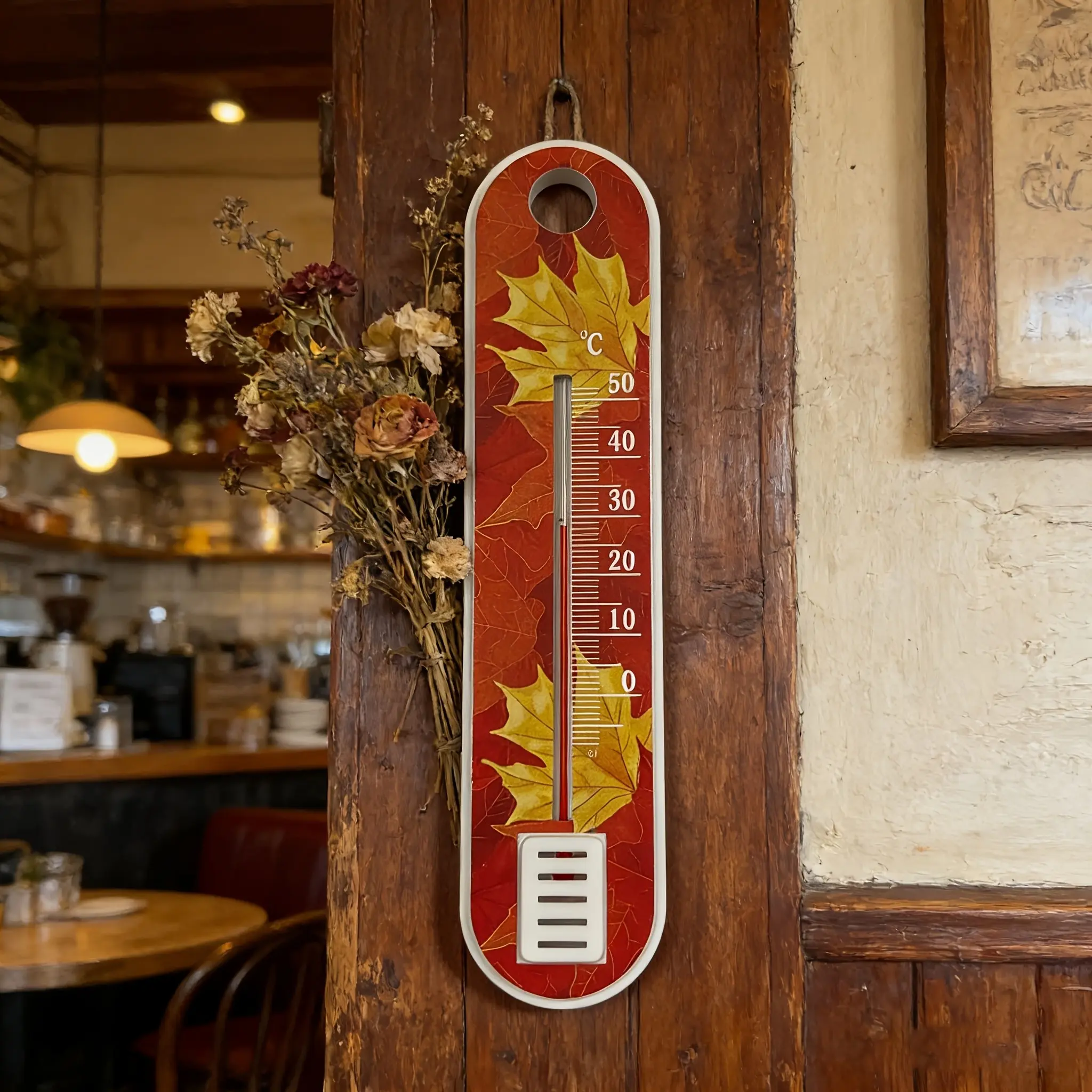 Maple Leaf Design Thermometer, Outdoor Indoor Temperature Tester, No Power Required, Ideal for Various Temperature Measurements