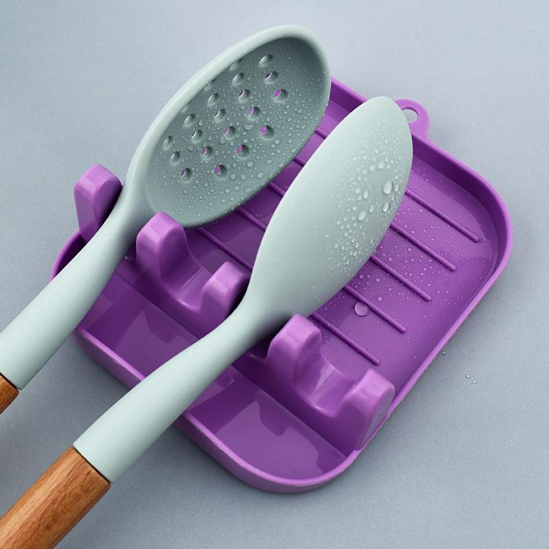 Kitchen Utensil Holder Rack, Easy Clean Pot Lid Organizer, Multi-Purpose Draining Spoon Rest, Space-Saving Design for Home Cooking Essentials