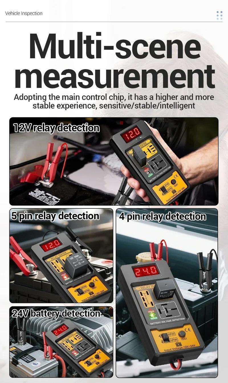 Car Relay Tester Voltage Tester  Universal 11-25V Automotive Car Battery Check LED Indicator Light Relay Diagnostic Restorer Kit Truck