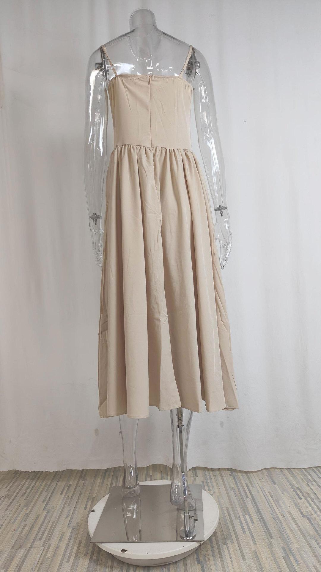 2026 beautiful women's clothing, new spring models, French retro court style solid color suspender dress