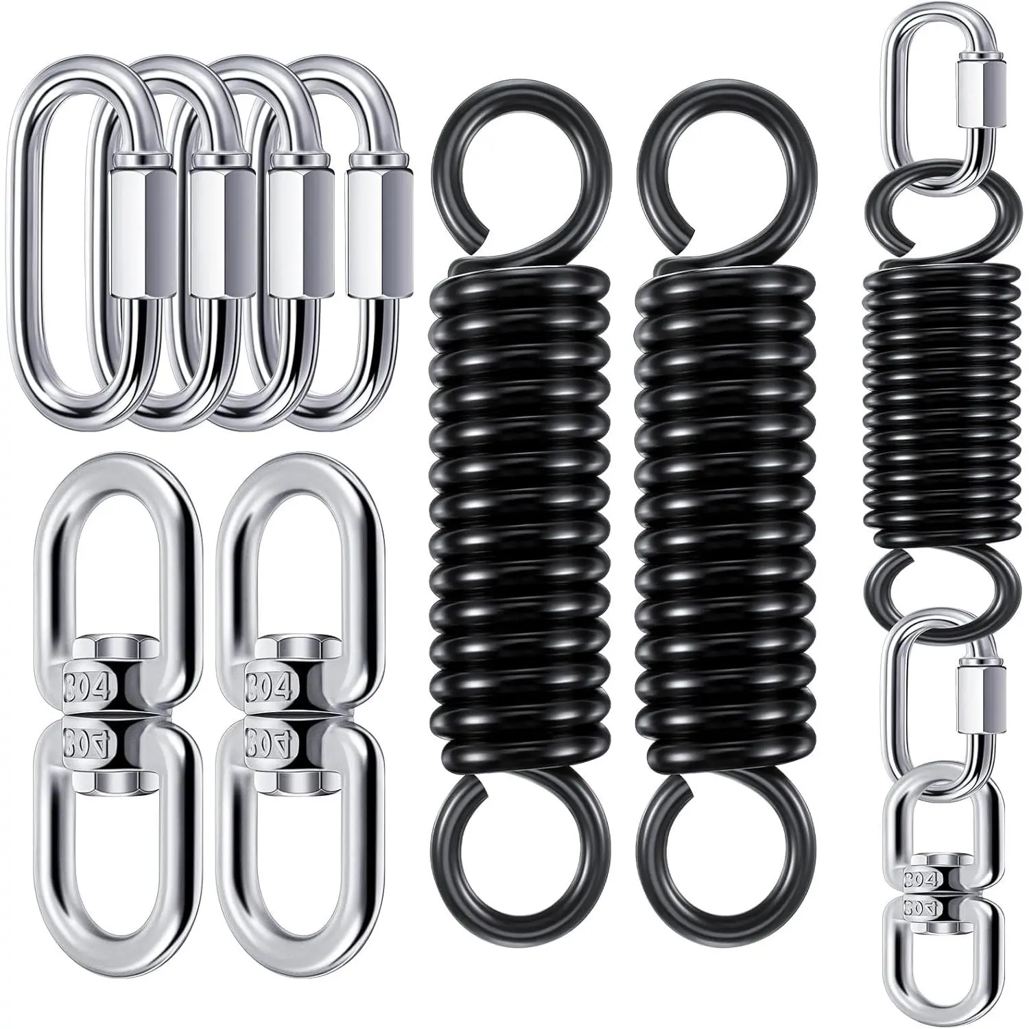 Zonon 8 Pcs Punching Bag Hanger Kit Heavy Bag Spring M8 Double Eye Swivel with Snap Hook Stainless Steel Heavy Bag Hanger for Boxing Bag, Gym Swing, Trapeze, Hammock up to 1000lbs