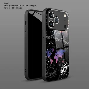Phone Case: 1 Dreamy Starry Sky Astronaut Earth Constellation Pattern HD Glass Phone Case for iphone17 Air 16 15 Pro Max 14 Plus 13 12 11, Fashionable Protective Case