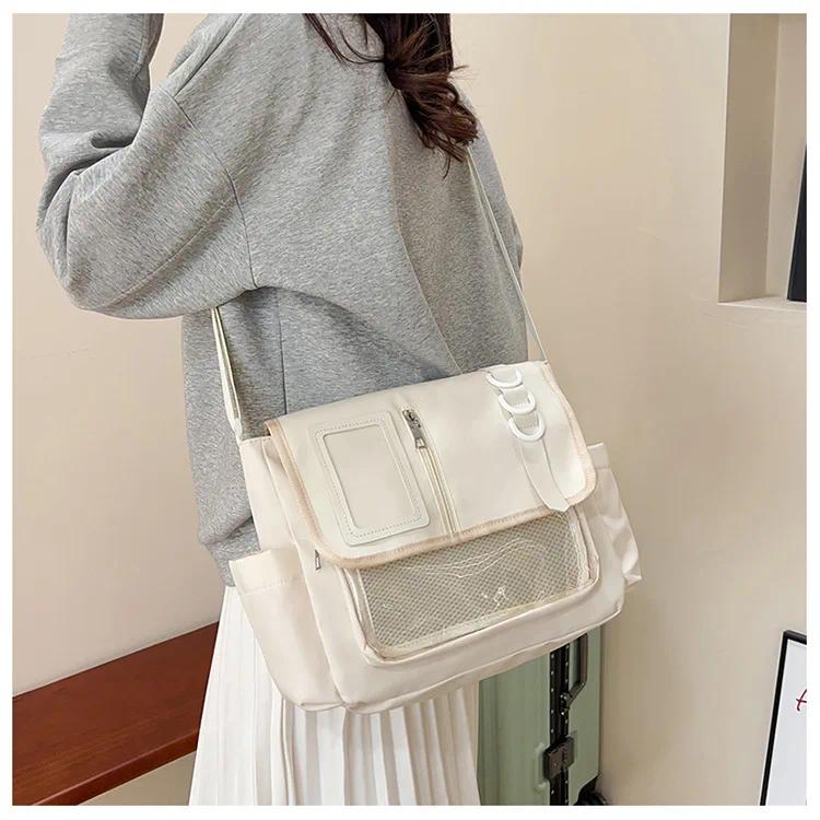 Y2K Japanese Harajuku School Bags for Girls New Transparent Itabag Shoulder Crossbody Bag DIY Badges Display Plate Ita Bag