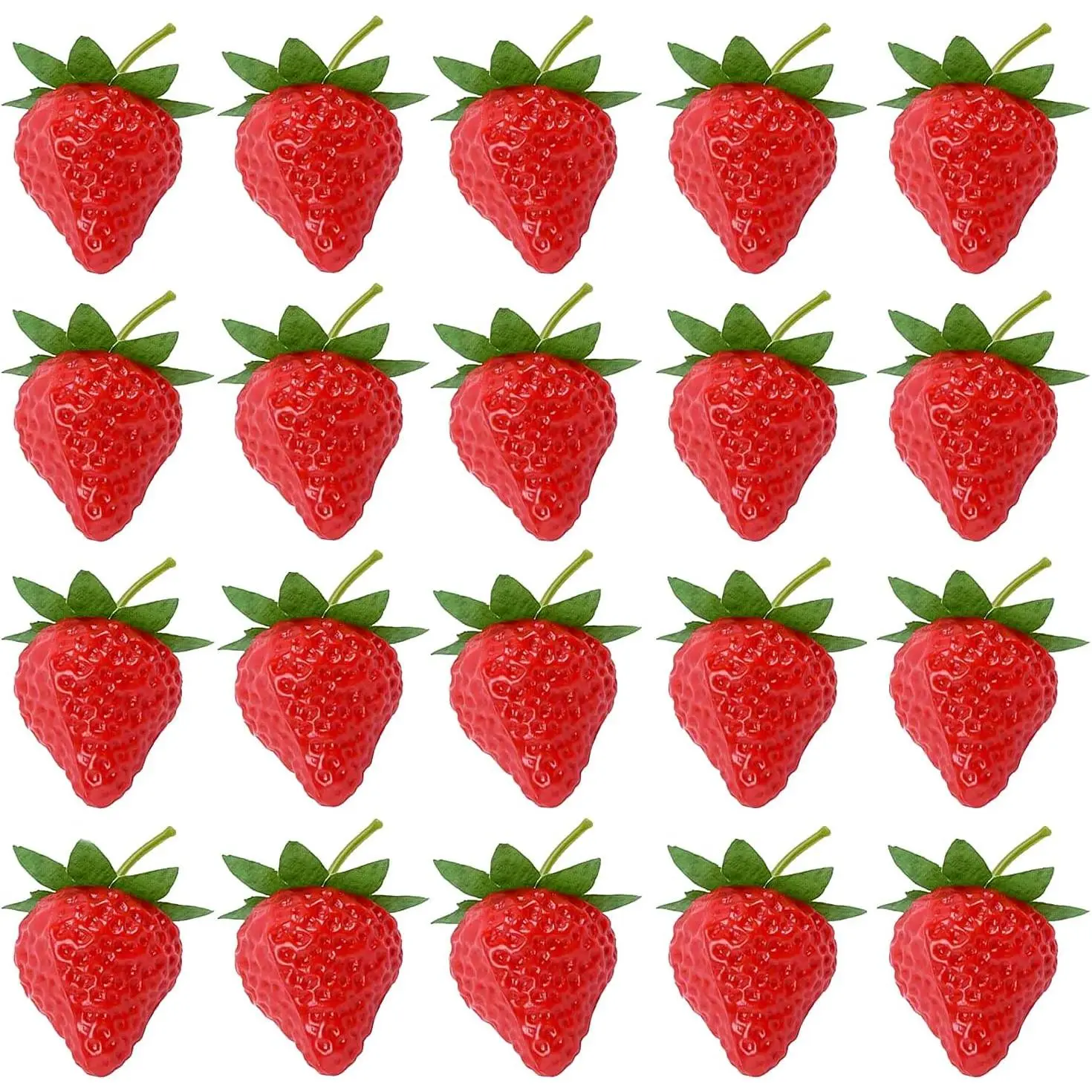 20 count Artificial Strawberry Lifelike Fruit Plastic Strawberries Photography Prop  Kitchen Cabinet Party Ornament, Small